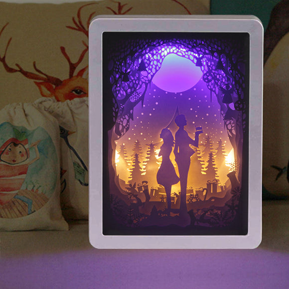 Fully Assembled 3D Paper Cutting Light Box, ABS Frame (White) - Love: You and Me