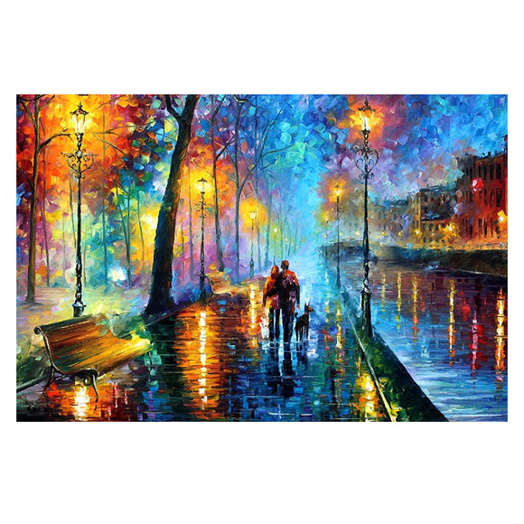 Diamond Painting DIY Kit,Full Drill, 45x30cm- Couple Walking by River (New Tool Kit)