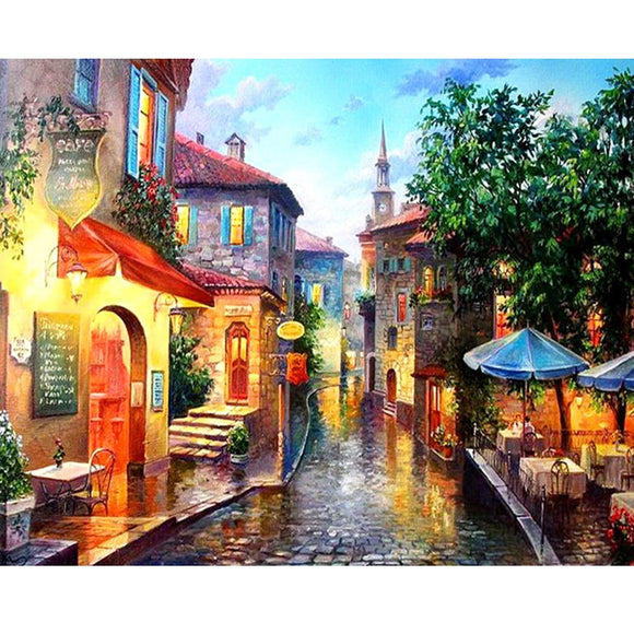 Diamond Painting DIY Kit,Full Drill, 50x40cm- Streets in Old Time