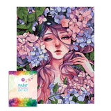 Easy Craft Paint by Number DIY Kit, 50x40cm- Girl in Flowers (New Tube)