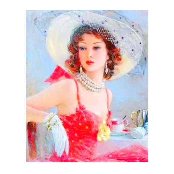 Diamond Painting DIY Kit,Full Drill, 50x40cm- Elegant Woman