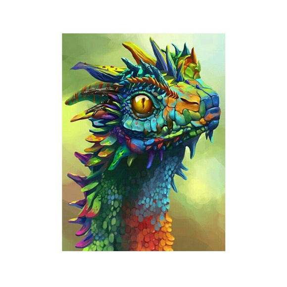 Diamond Painting DIY Kit, Round diamonds, 40x30cm- Rainbow Dragon