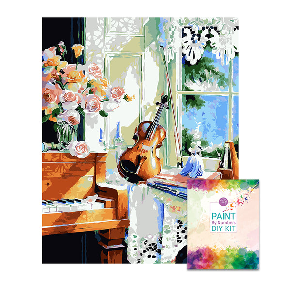 Easy Craft Paint by Number DIY Kit, 50x40cm- Piano and Violin (New Tube)