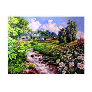 Diamond Painting DIY Kit,Full Drill, 40x30cm- Rural Landscape