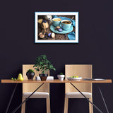 Diamond Painting DIY Kit,Full Drill, 45x30cm-Blue Cup of Coffee and Cookies