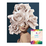 Easy Craft Paint by Number DIY Kit, 50x40cm- Beauty with Flower Hat- with Pink Hat (New Tube)