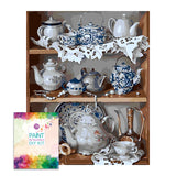 Easy Craft Paint by Number DIY Kit, 50x40cm- Shelf with Tea Pots