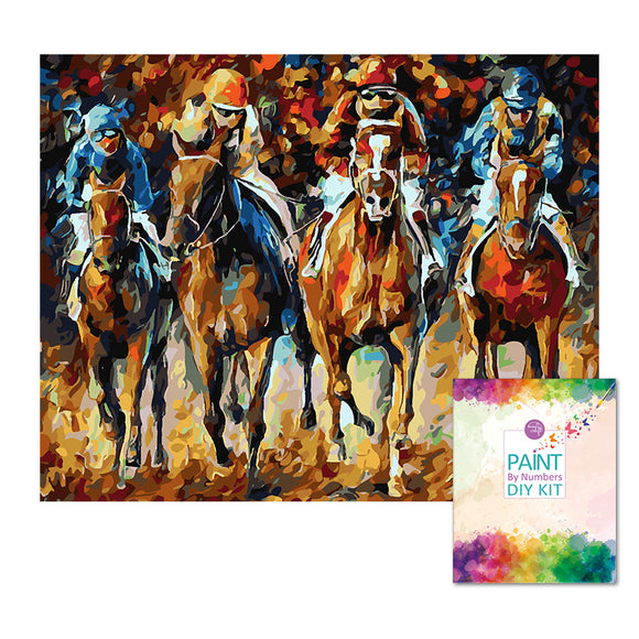 Easy Craft Paint by Number DIY Kit, 50x40cm- Abstract Horse Racing