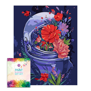 Easy Craft Paint by Number DIY Kit, 50x40cm- Flowers in Astronaut Suit (New Tube)