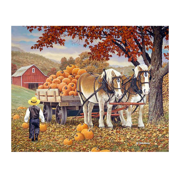 Diamond Painting DIY Kit,Full Drill, 50x40cm- Pumpkin Harvest