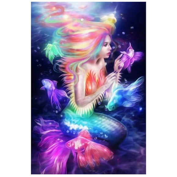 Diamond Painting DIY Kit,Full Drill, 60x40cm- Rainbow Mermaid