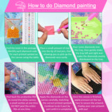 Diamond Painting DIY Kit,Full Drill, 40x30cm- Flying White Tiger & Angel