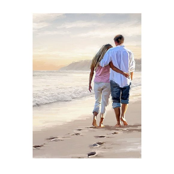 Diamond Painting DIY Kit,Full Drill, 40x30cm- Couple on the Beach