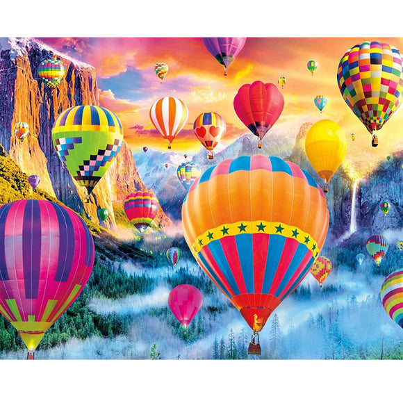 Diamond Painting DIY Kit,Full Drill, 50x40cm- Colorful Hot Air Balloon