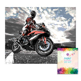 Easy Craft Paint by Number DIY Kit, 50x40cm- Motorcycle - Bike Rider (New Tube)