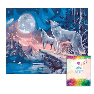 Easy Craft Paint by Number DIY Kit, 50x40cm- White Wolves (New Tube)