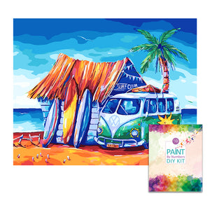 Box damage sale, limited quantity --Easy Craft Paint by Number DIY Kit, 50x40cm- Surf Club