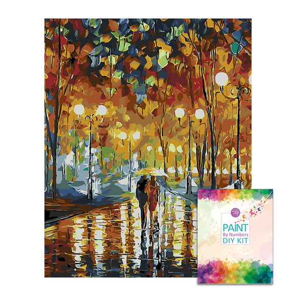 Easy Craft Paint by Number DIY Kit, 50x40cm- Walking in Woods Couple (New Tube)