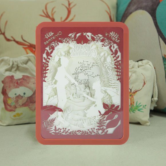 DIY 3D Paper Cutting Light Box, ABS Frame (Red) - Merry Christmas: I Met you