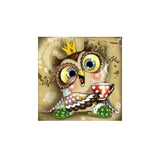 Diamond Painting DIY Kit,Full Drill, 30x30cm- Queen Owl and Tea