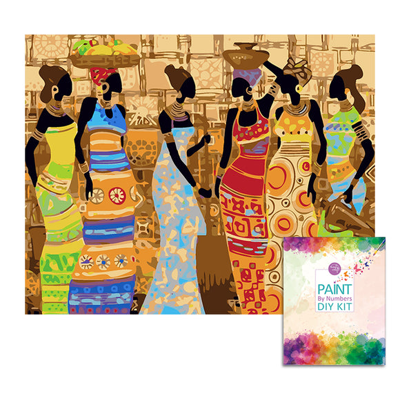 Easy Craft Paint by Number DIY Kit, 50x40cm- African Art (New Tube)