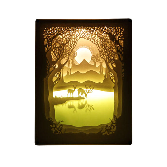 3D Paper Cutting Light Box, Organic Glass - Deer’n Lake