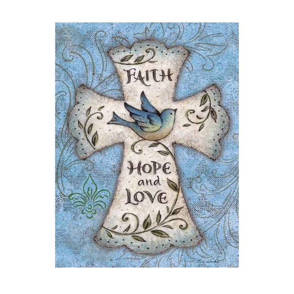 Diamond Painting DIY Kit,Full Drill, 40x30cm- Faith: Hope and Love