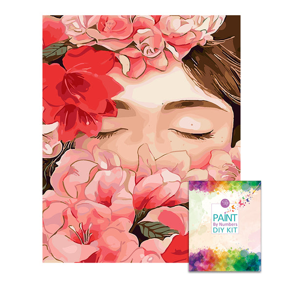 Easy Craft Paint by Number DIY Kit, 50x40cm- Girl Smelling Flower