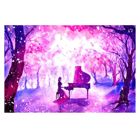 Diamond Painting DIY Kit,Full Drill, 45x30cm- Piano Play in Purple