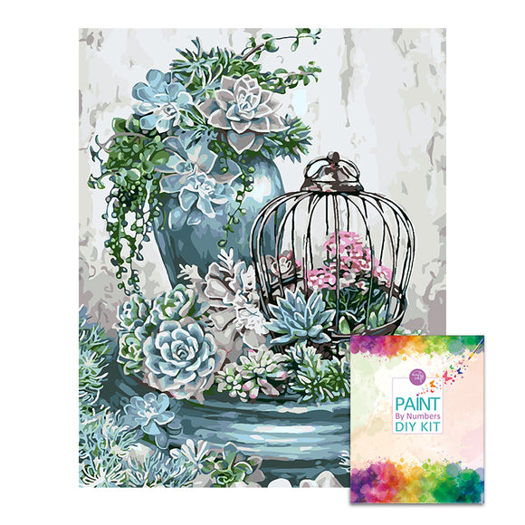 1pc Succulent Plant Paint By Number Kit For Adults Without Frame,  40x40CM15.7x15.7inch, DIY Oil Acrylic Painting By Numbers Kits Arts Crafts  For Home