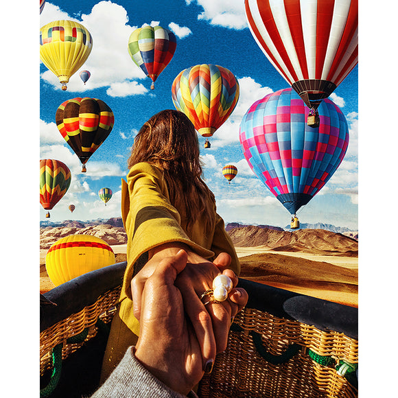 Diamond Painting DIY Kit,Full Drill, 50x40cm- Go to See Hot Air Balloons
