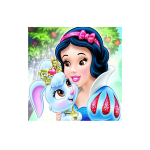 Diamond Painting DIY Kit,Full Drill, 30x30cm- Snow White and Rabbit