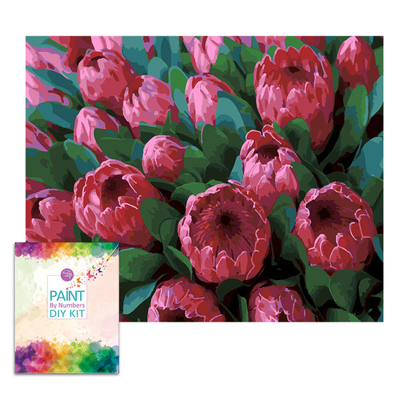 Easy Craft Paint by Number DIY Kit, 50x40cm- Special Ice Protea (New Tube)