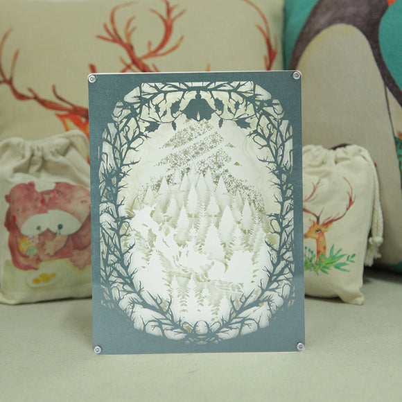 DIY 3D Paper Cutting Light Box, Organic Glass - Santa and His Reindeer